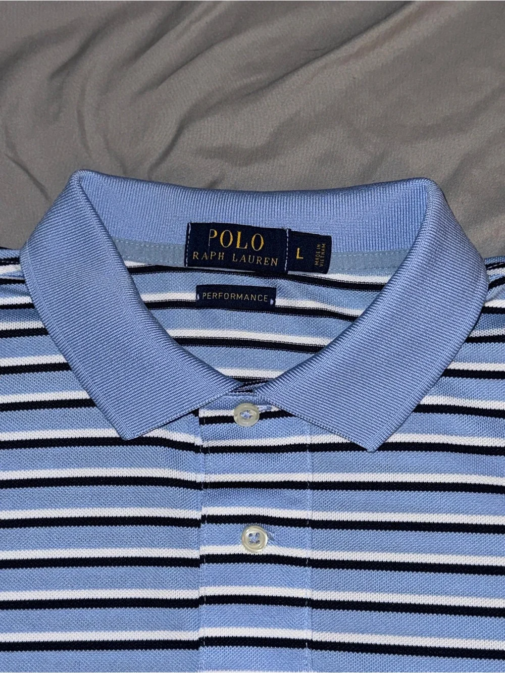Polo by Ralph Lauren performance Light Blue Striped Polo Shirt